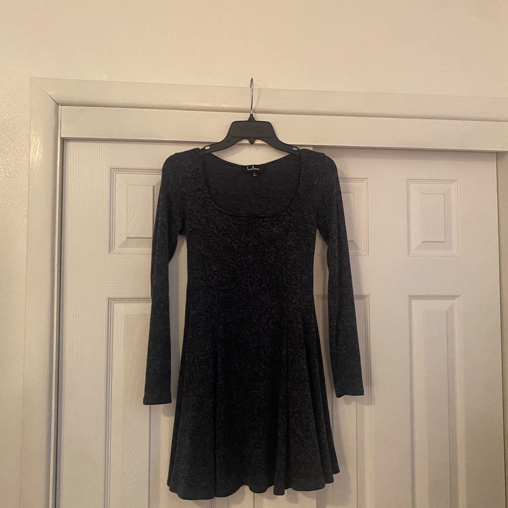 Navy Blue, Long Sleeve, Skater Dress